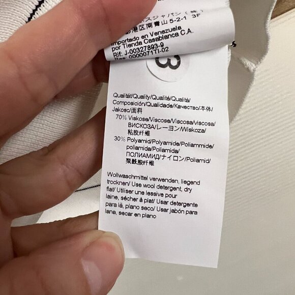 Boss Hugo Boss Fenella White Black Stripe Knit Pullover‎ 3/4 Bell Sleeves Sz M - Picture 14 of 16